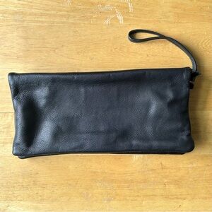 Eileen Fisher Soft Black Leather Wristlet Clutch